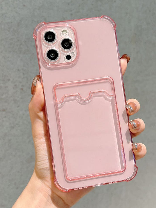 Şeffaf Kartlık Detaylı Kılıf / Pembe