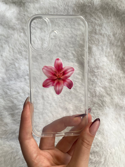 Çiçek Desenli Lüx Premium Şeffaf Telefon Kılıfı --- 0085