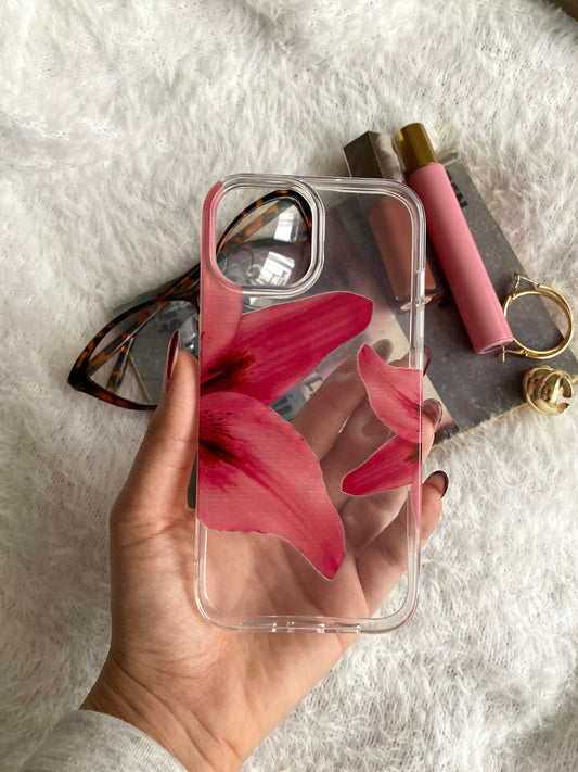 Lüx Premium Çiçek Desen Şeffaf Telefon Kılıfı --- 0090