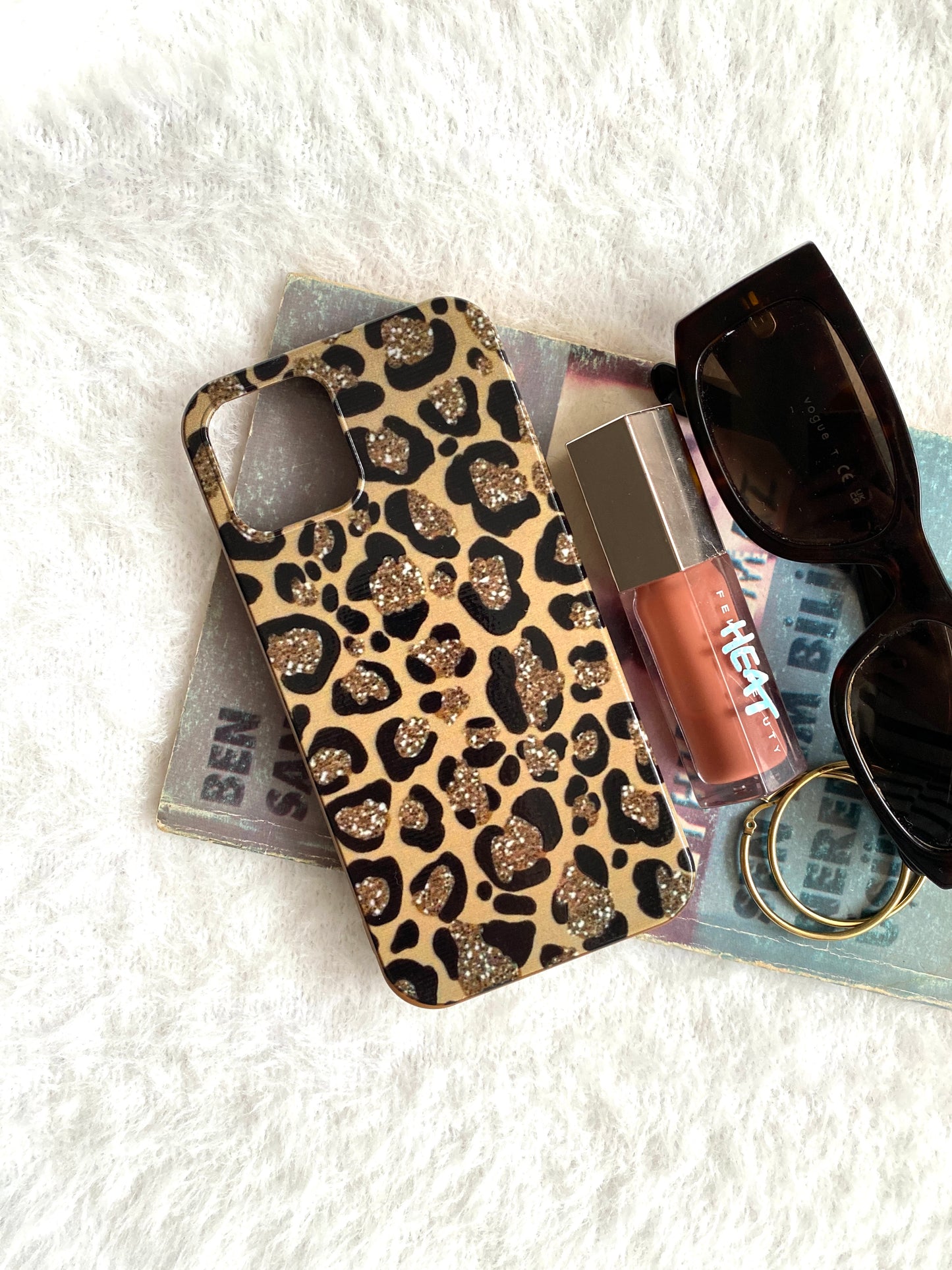 Parıltılı Leopar Desenli Lüx PremiumTelefon Kılıfı --- 0054