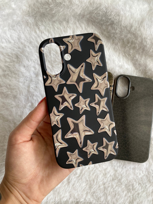 Siyah Yıldız Desenli  Lüx Premium Telefon Kılıfı --- 0066