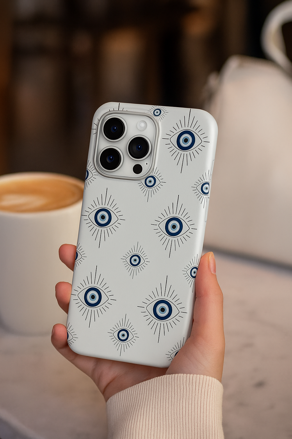 Nazar Motifli Desenli Lüx Premium Telefon Kılıfı ---0079